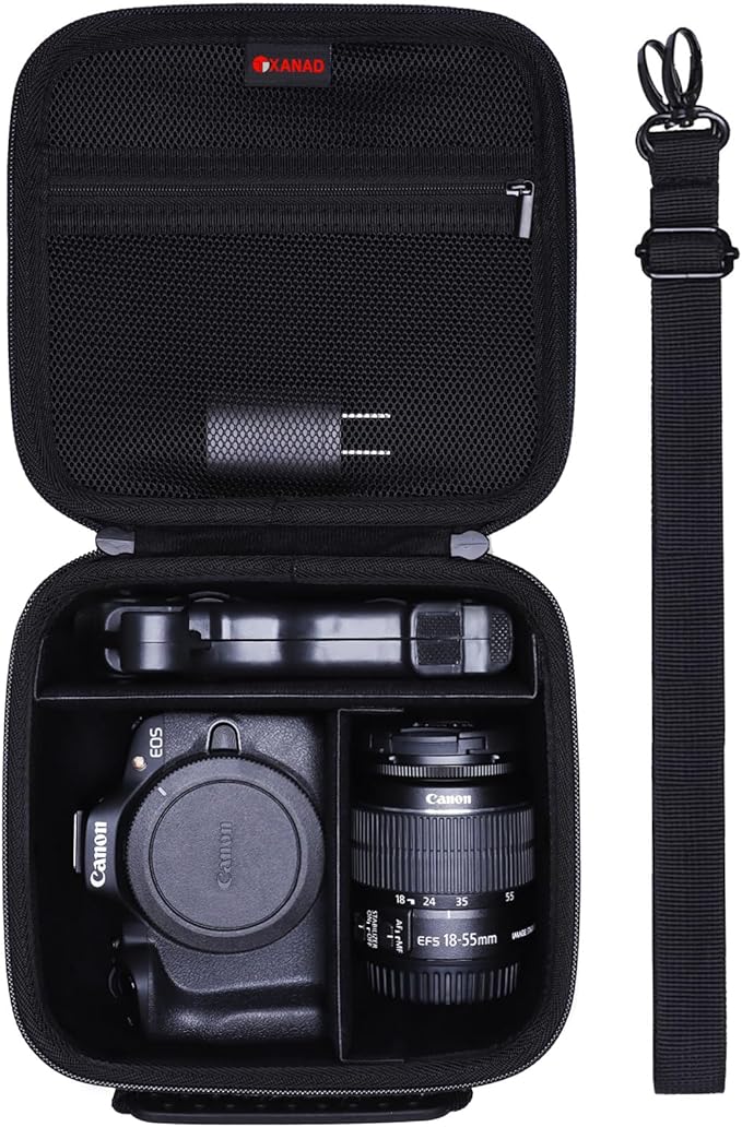 XANAD Hard Camera Case Bag Compatible with Canon EOS Rebel T7/ T100/ R50/ R50 V/RP/ R8/ R6 Mark II/ R7/ R10 DSLR Mirrorless Cameras, for Canon Sony Kodak Panasonic Nikon DSLR Mirrorless Camera,Black
