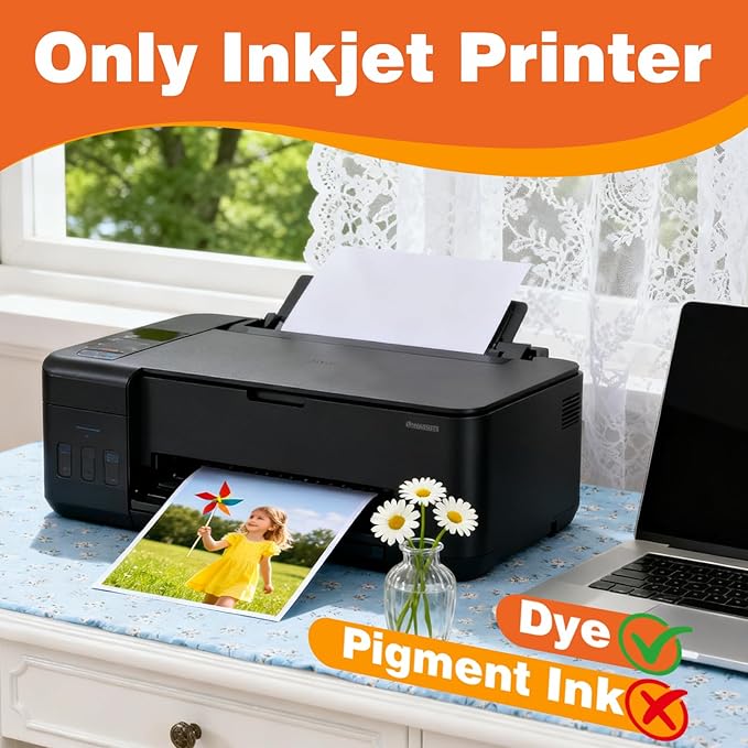 Uinkit 54lb Double Sided Photo Paper Glossy 4x6 54lbs Inkjet for Dye Ink 200Gsm Value Bulk Pack Picture 4x 6 9.5Mil for Inkjet Printing Printer (100, 4x6)