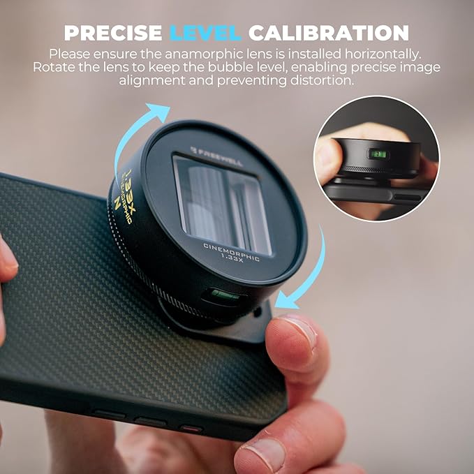 Freewell 1.55x Blue Anamorphic Lens Compatible with 17mm Mount iPhone & Samsung - Cinematic Smartphone Lens with Ultra-Wide View, Sci-Fi Blue Flare, and Enhanced Video Quality