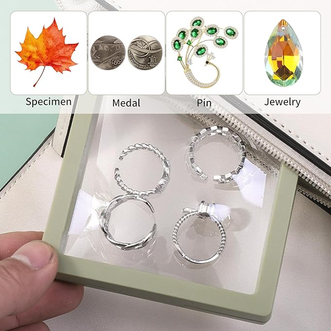 20 Pcs Floating Frame Case with Stands, 3.5X 3.5 x 0.8 inch, Challenge Coin Display,Transparent PE Jewelry Storage Box, Floating Display Holder Stands for Antique Challenge Coins, Medallion(4 Color)