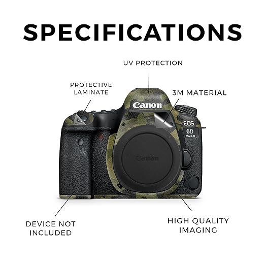 Glossy Glitter Camera Skin Compatible with Canon EOS 6D Mark II Camera (2017) - Green Camouflage - Premium 3M Vinyl Protective Wrap Decal Cover - Easy to Apply | Crafted in The USA by MightySkins