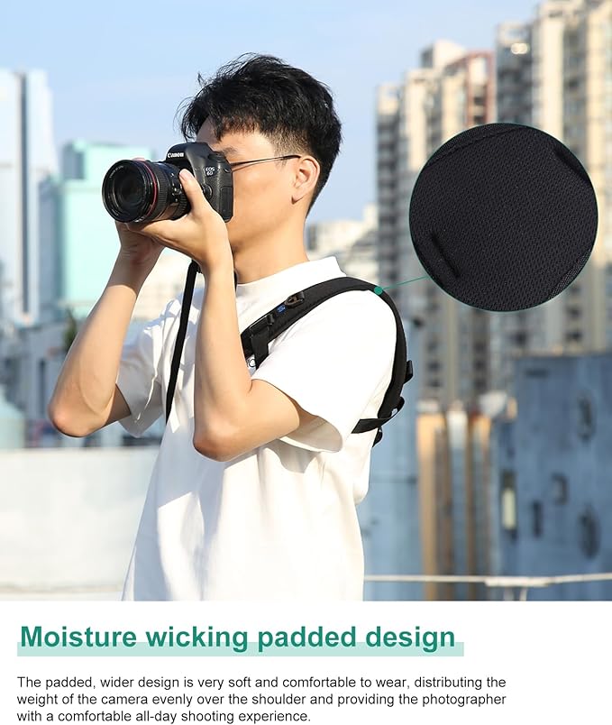 PULUZ Camera Shoulder Strap with Quick Release and Anti-Slip Soft Pad, Adjustable Camera Sling Strap for Photographers