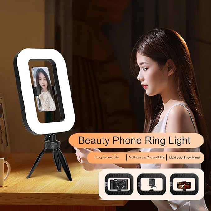 Selfie Ring Light, Handheld Ring Selfie Light Kit, USB-Powered Portable Ring Light, LED Mobile Video Stabilize for Camera, Smartphone, YouTube, TikTok Video Recording, Makeup (YM200)