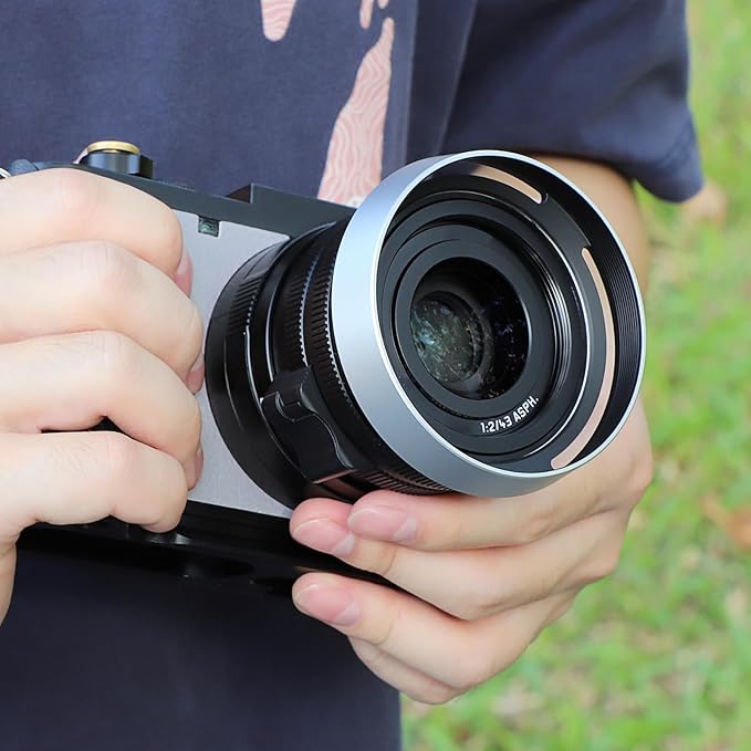 Haoge Metal Lens Hood Shade for Leica Q3 Q3 43 Q2 Q-P QP Q Typ 116 Typ116 Camera Silver LH-LQOS