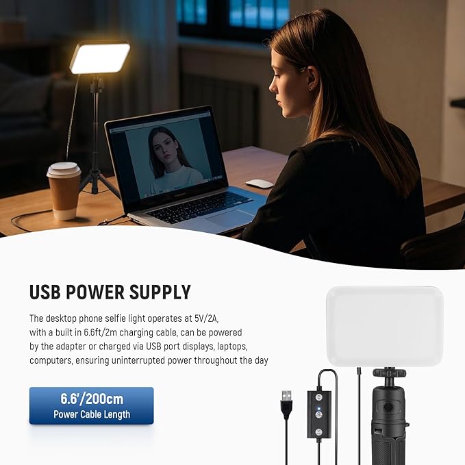 NEEWER BASICS LED Video Panel Light, Bi Color Dimmable Video Conference Lighting Kit with Desktop Tripod Stand/Filters for Webcam Desk Computer Laptop Zoom Call Makeup Recording Selfie Streaming, BP66