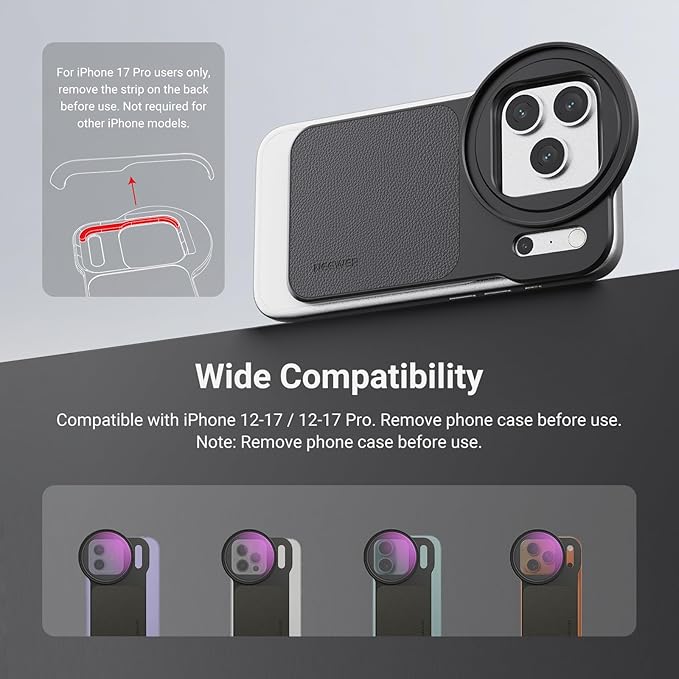 NEEWER 6.3" Magnetic Phone Lens Filter Mount Adapter Backplate Accessories with 67mm Variable Neutral Density Filter (ND 2-32) Compatible with MagSafe iPhone 12/13/14/15/16/17 & Pro Versions