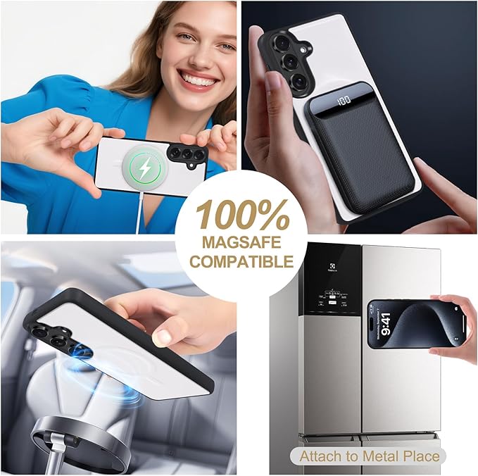 Harryshell Compatible with Samsung Galaxy S26 Plus Case Wallet Multi Zipper Detachable Removable Cover Purse with Card Slots Holder Mirror Crossbody Strap (Compatible with Magsafe - White)