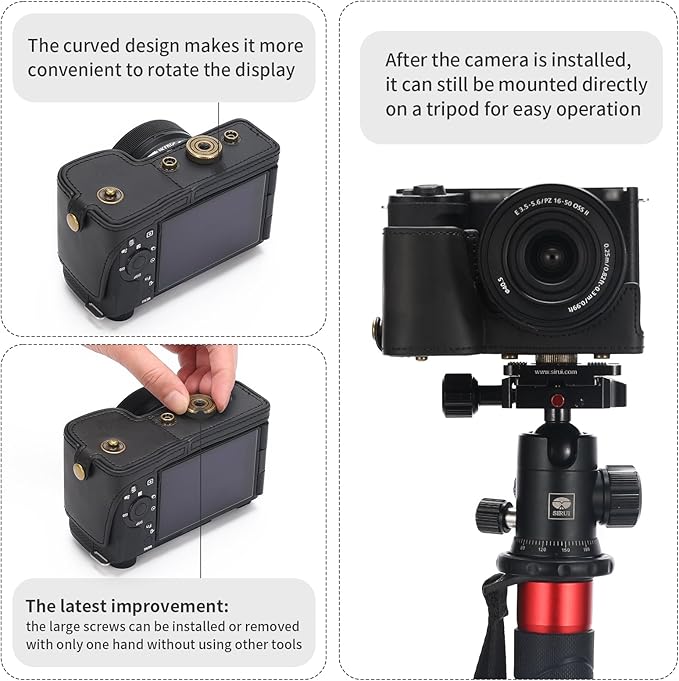 Hargedis for Sony ZV-E10 II case Premium PU Full Body Leather Camera Case Bag for Sony ZV-E10 II Fit 16-50mm Lens with Camera Shoulder Strap