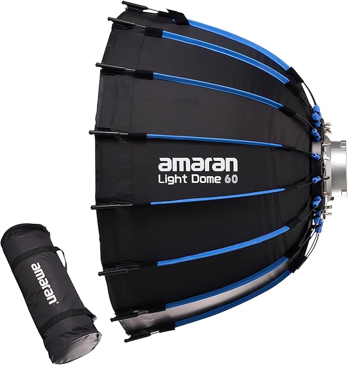 Amaran Light Dome 60 Bowens Mount Modifier,Size 60cm (2ft),Quick-Release Design with Grid,Two Difusion and Carrying Bag,Compatible with Amaran COB Lights and Other Bowens Mount fixtures