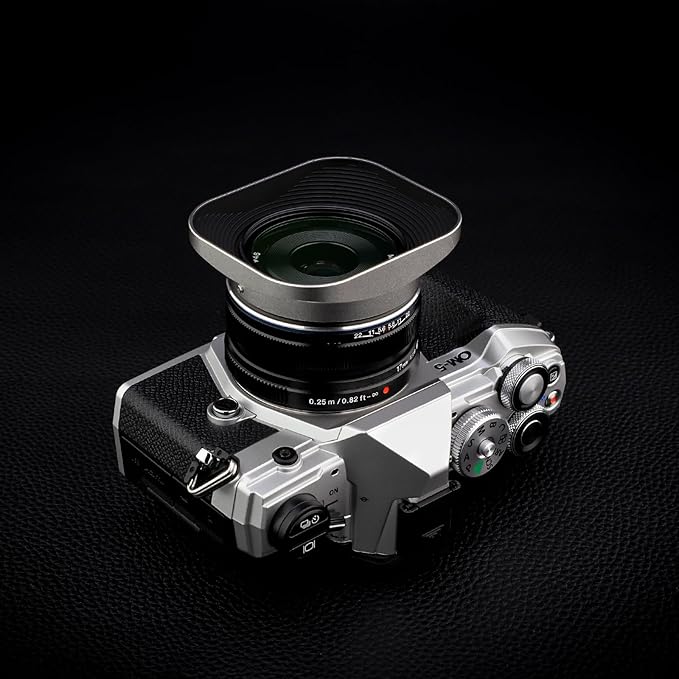 Haoge LH-F48W Square Metal Lens Hood Shade for Olympus M.ZUIKO Digital 17mm f1.8 17 1.8 Lens Replace Olympus LH-48B Silver