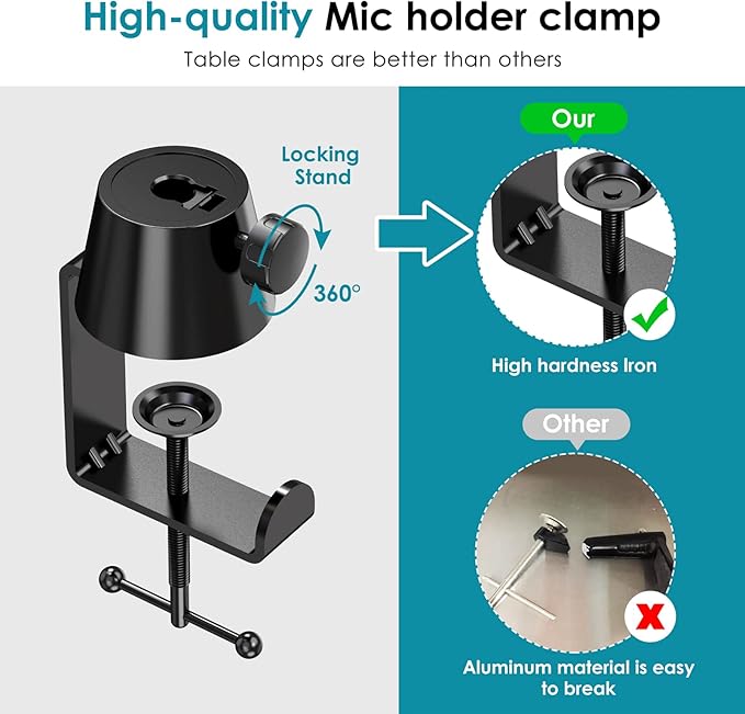 Youshares Blue Yeti Mic Stand with Pop Filter - Premium Mic Arm, Heavy Duty Boom Arm with Cable Management, 3/8" to 5/8" Adapter