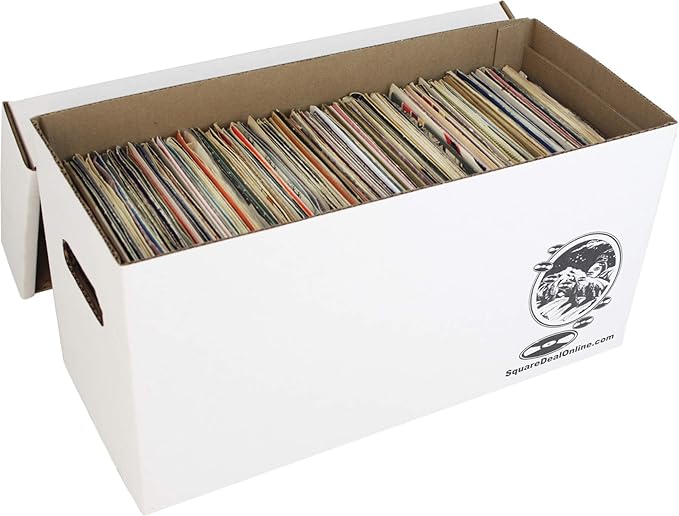 Durable Set of 20 - 7 inch Vinyl Record Storage Boxes - Sturdy Cardboard Construction with Removable Lid - Holds Up to 200 Records Each - Built Tough for Long-Term, Secure Archival Storage - #07BC09
