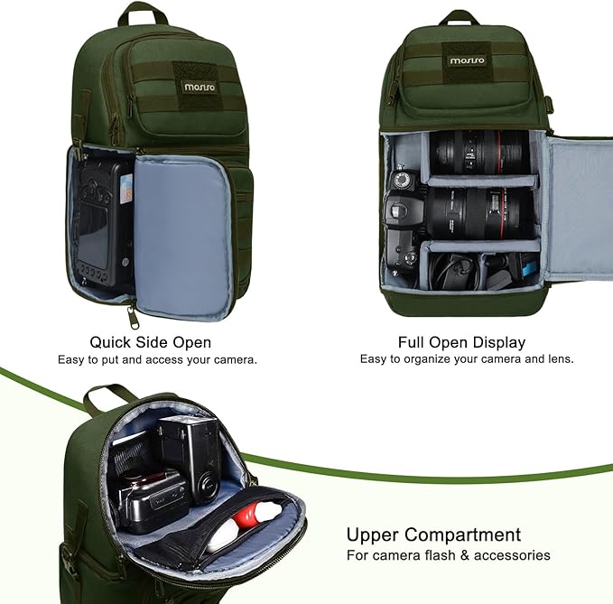 MOSISO Camera Sling Bag,DSLR/SLR/Mirrorless Tactical Camera Crossbody Bag Case Photography Slingpack with Tripod Holder&Removable Modular Inserts Compatible with Canon/Nikon/Sony/Fuji, Army Green