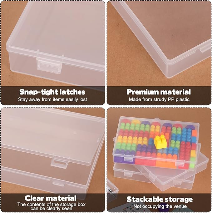 Rainmae 5" x 7" Photo Storage Box, 10 Pack Extra Large Photo Boxes, Acid-Free Photo Storage Containers, Seed Organizer Craft Storage Box for Pictures, Tasks, Scrapbooking, Stationery Storage, Clear