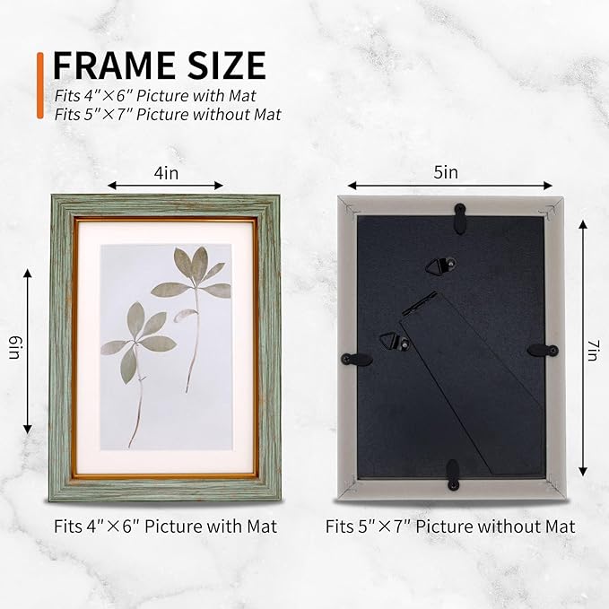 Fixwal 5x7 Picture Frame Set of 5, Vintage Photo Frame, Rustic Retro Picture Frame with Tempered Glass, Decorative Art on Walls and Tabletop Placement