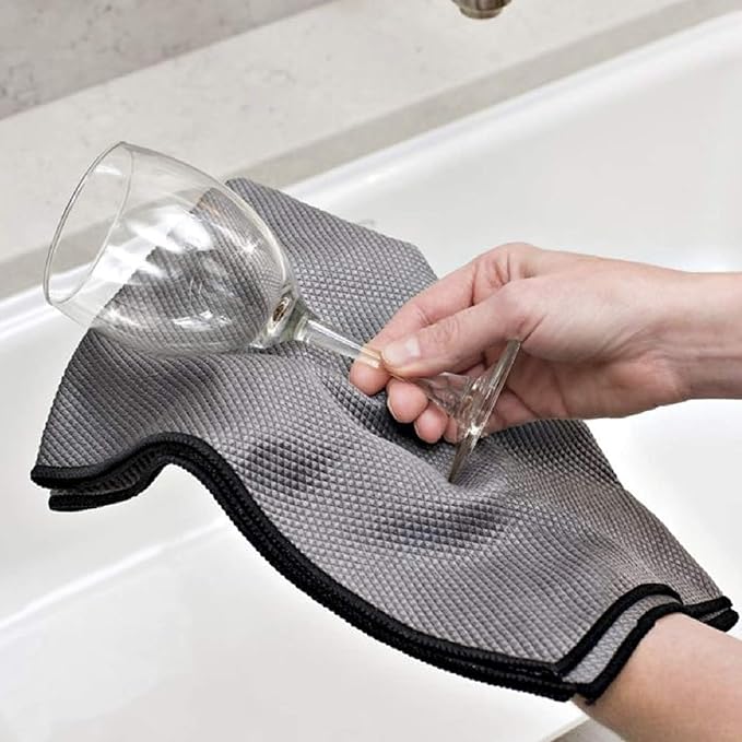 Idea Home Premium Fish Scale Microfiber Cloth – Ultra-Clear, Lint-Free & Streak-Free Shine for Wine Glasses, Crystal & Delicate Surfaces – Large 16×24 in (2 Pack)