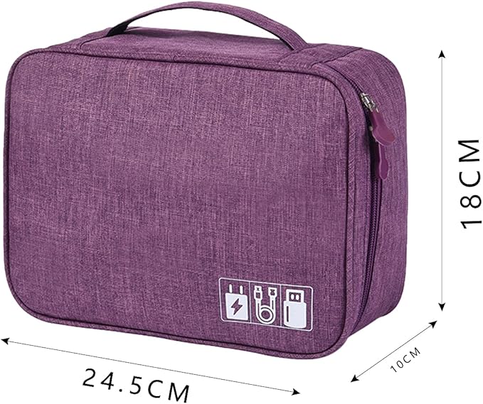 Electronic Accessories Organizer, Portable Travel Cable Storage Bag Tech Pouch with Adjustable Compartments Water-Resistant Handbag for Smart Device Cords Chargers Hard Drives Gadgets