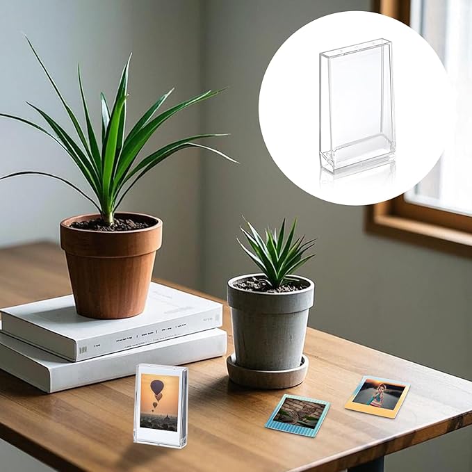 2 Pack 2x3 Mini Photo Case, Picture Holder Storage Box Fits for 3 inch Photo Organizer, Clear Small Film Holder with 5 Sheet Cute Sticker, Photo Protective Case with Wrist Lanyard for Travel