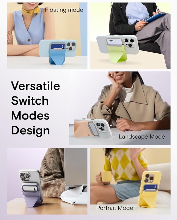 MOFT Magnetic Wallet Stand Compatible with iPhone 17/16/15/14/13/12 Series, Angle Adjustment & Magsafe Compatible MOVAS Phone Stand, Soft Avocado