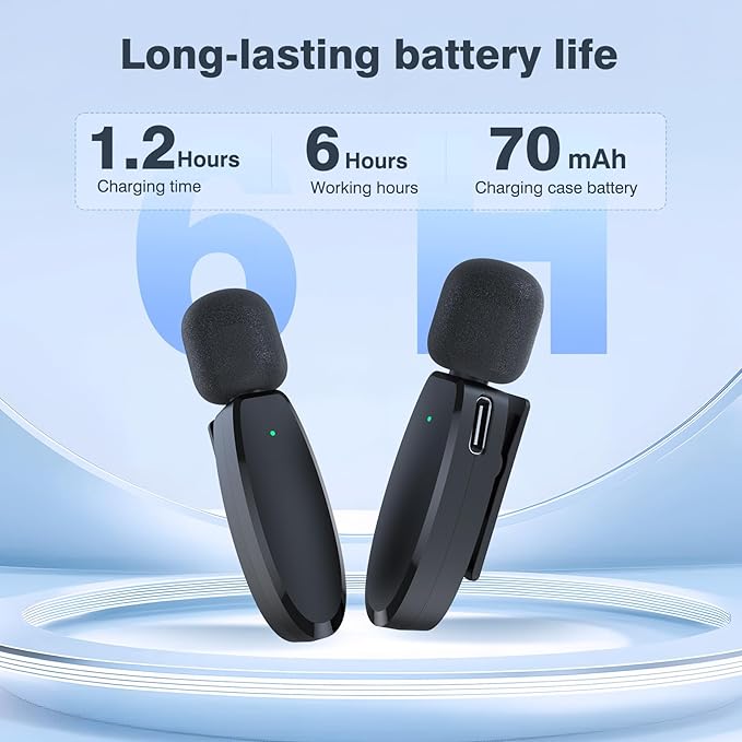 Wireless Microphone for iPhone, Dual Mini Microphones with AI Noise Cancelling & USB-C/Lightning Receiver, for Streaming YouTube Vlog Interview Podcast