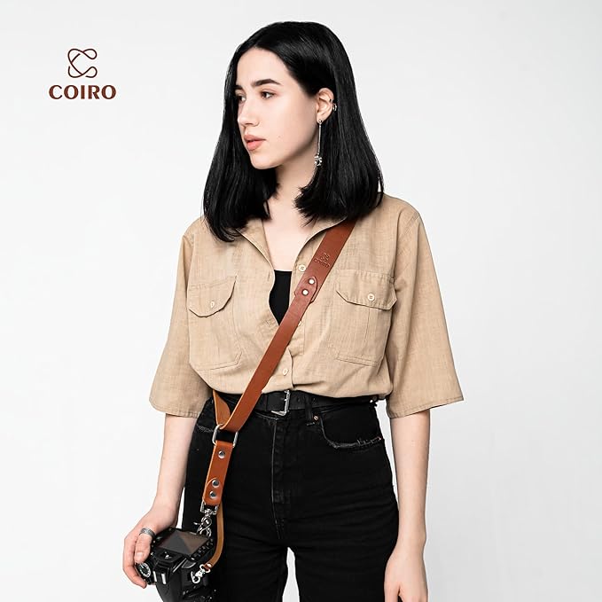 C Coiro Leather Camera Strap for One Camera Professional Single Leather Harness Shoulder Strap Quick Release