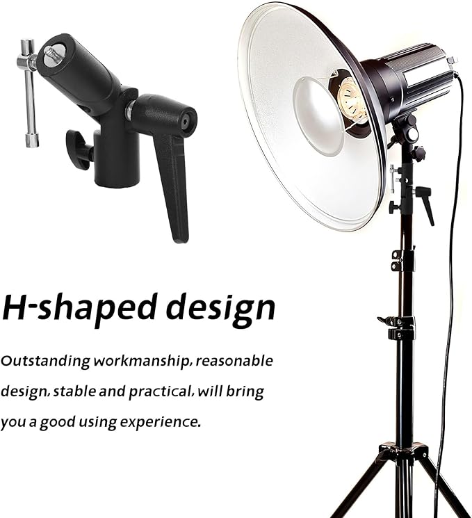 TOPPERFUN Metal Flash Lamp Holder H-Shaped Flashlight Stand Adapter for Off-Camera Tripod with Dual Flash Mount Photography Umbrella Clamp Bracket Aluminum Alloy