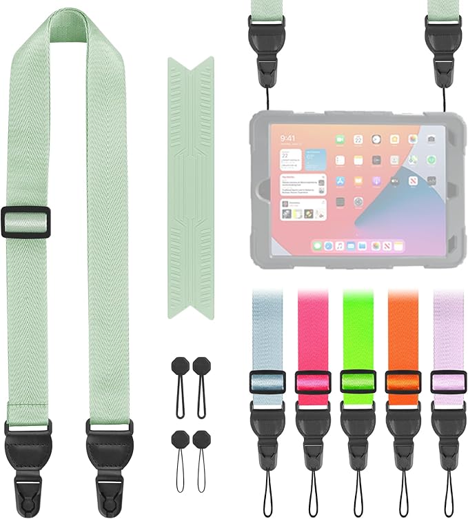 Adjustable Shoulder Straps, Universal IPad lanyard, Silicone Padded Camera Strap with Quick Release Buckle, Comfort Neck Strap for Cameras, iPads, Tablet Case, Binoculars (Mint Green)