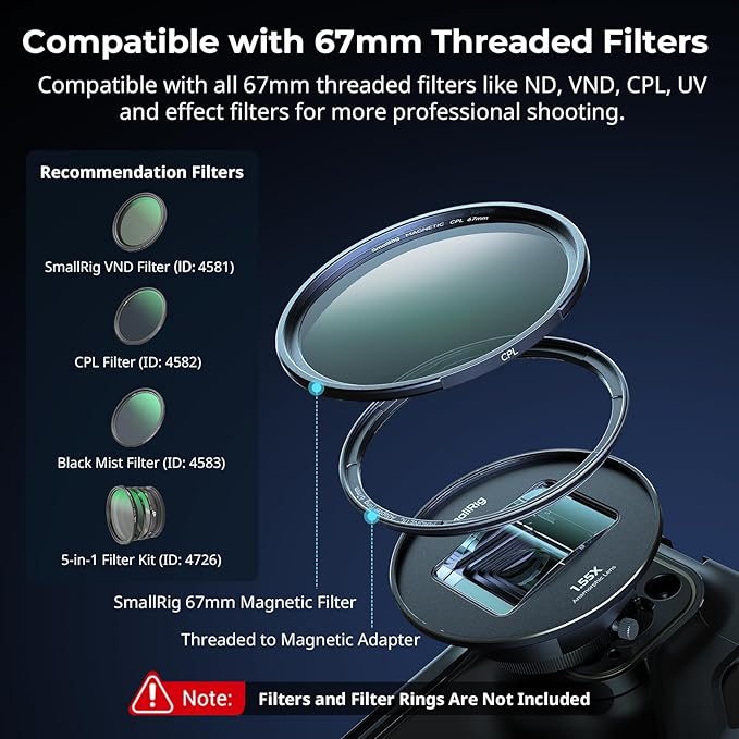 SmallRig 1.55XT Anamorphic Lens for Phone, 2.76:1 Widescreen Cinematic Blue Flare Lens for T-mount Phone Cage, Anamorphic Lens with Lens Clip for iPhone 15 14 13 12, for Samsung S22 S21 Series - 3578B