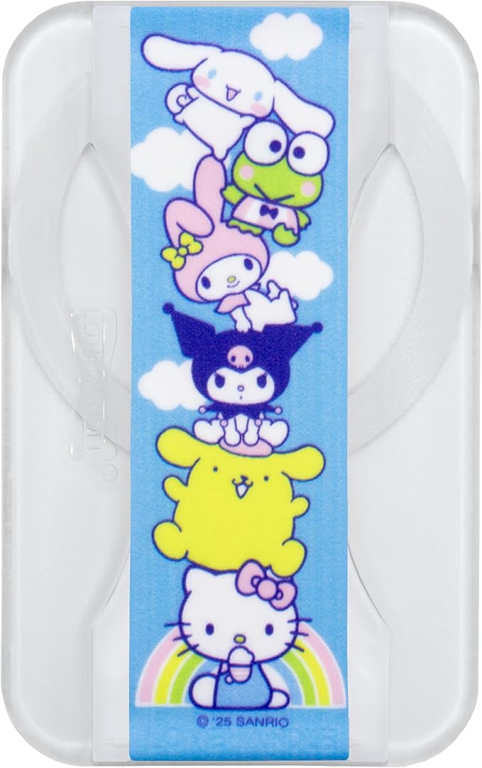 Hello Kitty and Friends Stack on Clear MagSafe Compatible Magnetic Phone Grip with Kickstand – Silicone Phone Strap for Smartphones & Tablets