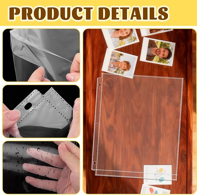 VOKOY 50 Pack 8" x 10" Clear Photo Sleeves for 3 Ring Binder, Double Sided 1-Pocket Sheet Protectors Archival Photo Album Refill Pages Storage Pockets Organizer, 100 Pockets