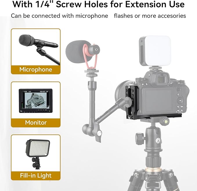 UTEBIT Camera L Bracket with 1/4'' Screw,Folding Brackets Vertical Horizontal Switching, Camera Bracket Mount with 4 Non-Slip Rubber Pads for DJI Osmo Pocket 3,for Sony a7riii a7rii A7S a6000 a6300