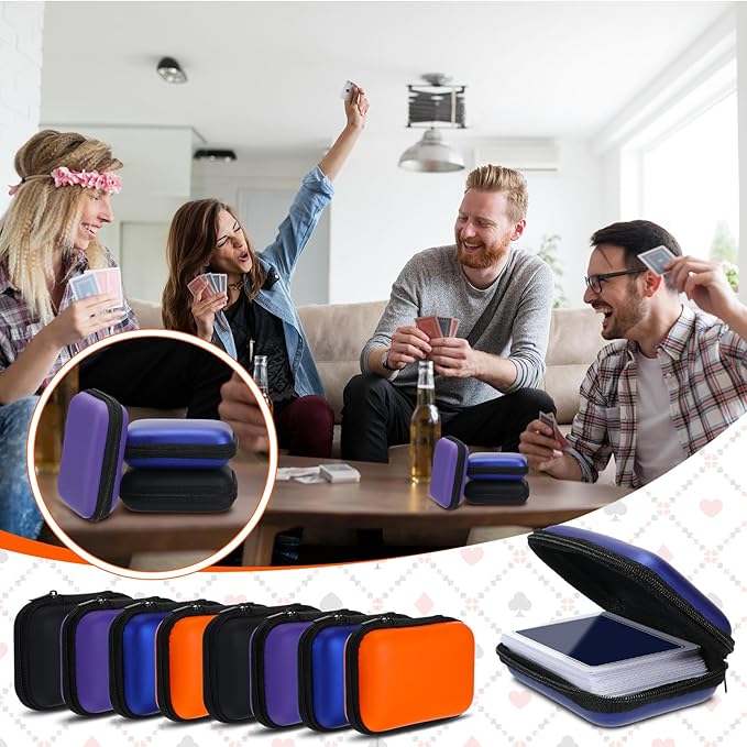 Jexine 8 Pieces Card Case Compatible with Travel Games Cards Games Playing Case Deck Game Playing Storage Box Carrying Holder(Multiple Colors)