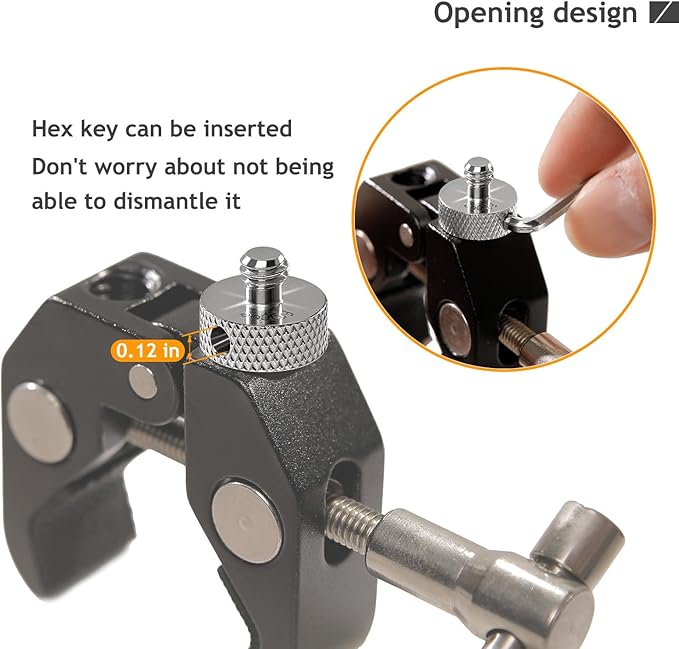 Upgraded Stainless Steels 1/4" Male to 1/4" Male & 1/4" Male to 3/8" Male Tripod Threaded Screw Adapter with Hole for Camera Light Stand Equipped with Hex-L Wrench 4 Pcs