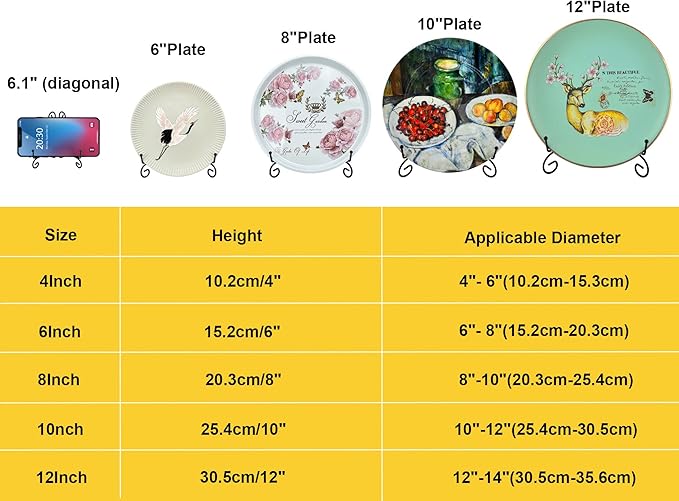 SVENJBB Black Metal Plate Stand, 12 Inch Display Holder, Small Plate Display Stand for Cookbook, Picture Frame, Photo, Decorative Items (1 Pack)