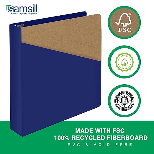 Samsill Durable 1.5 Inch Binder, Made in The USA, D Ring Binder, Customizable Clear View Cover, Dark Blue, Holds 350 Pages