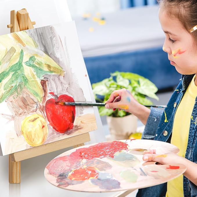 Mimorou 32 Pack 3 x 3 Inch Mini Canvases with Easel Sets for Painting Small Art Stretched Canvases Panels Pack for Kids Classroom Crafts Valentine's Day Painting Gift Easter Crafts