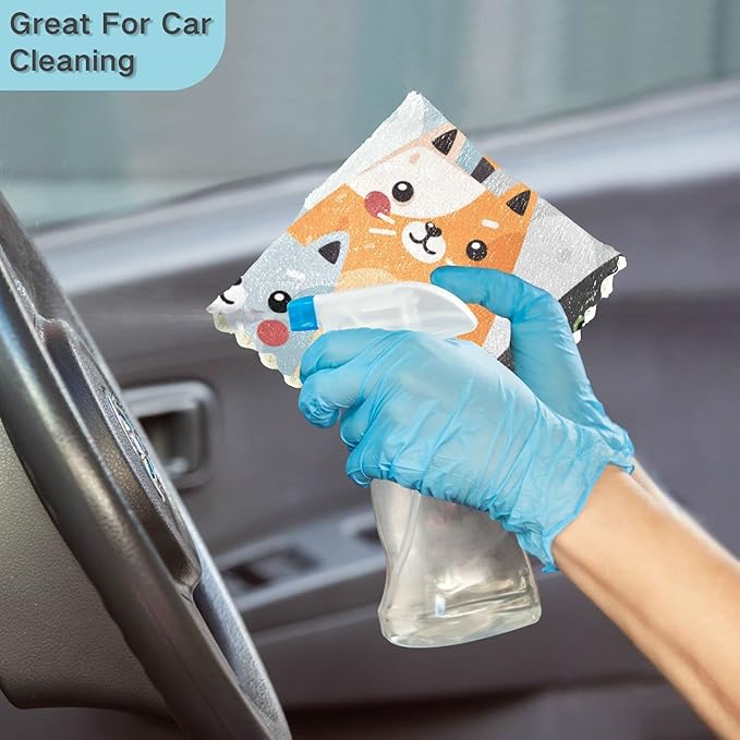 CaTaKu Cute Cats Microfiber Reusable Cleaning Cloths Kitchen Dish Cloths Dish Rags for Washing Dishes, Animal Dish Towels Washcloths for Kitchen Drying, 6 Pack