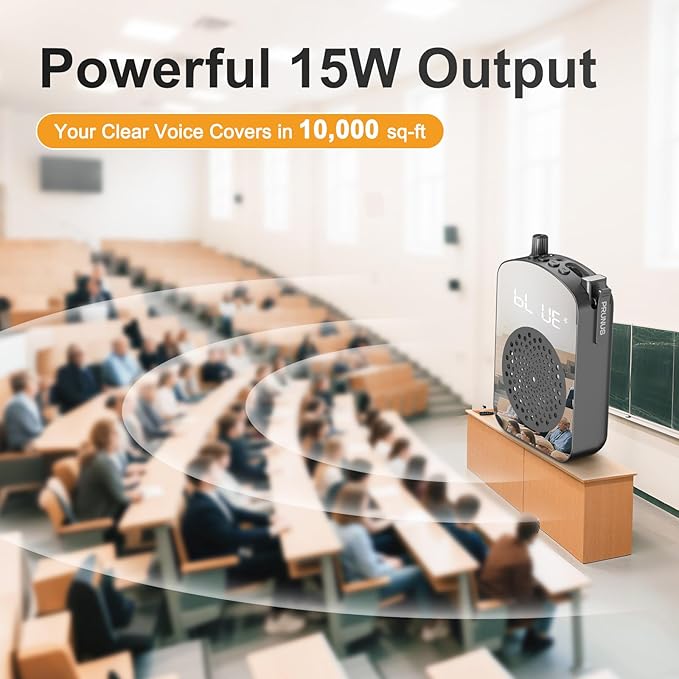 PRUNUS A10 Voice Amplifier Wireless with Laple Microphone Charging &Storage,Portable Voice Amplifier with Lavalier Mic Speaker,Mini Voice Amplifier for Teacher Classroom,Speech,Training Outdoor-Black