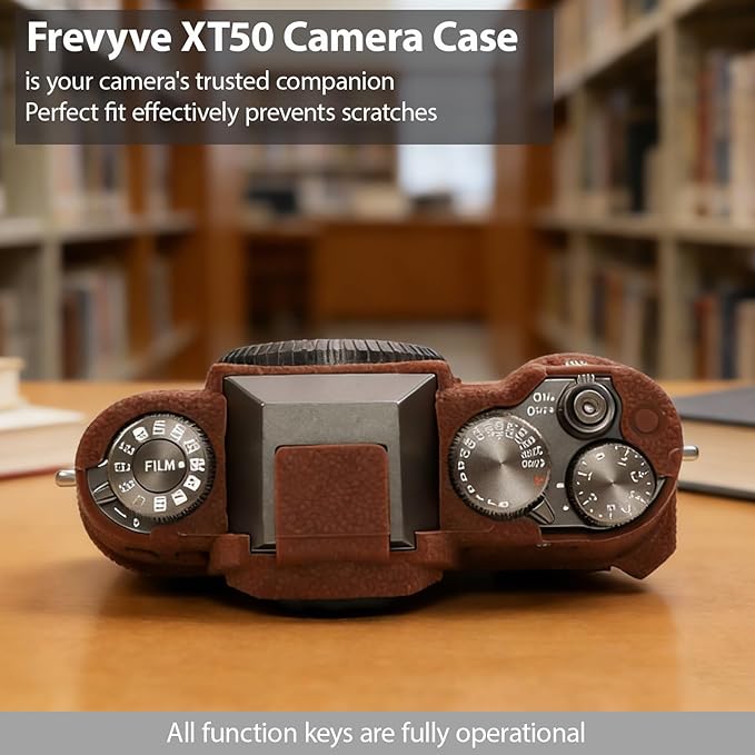 Frevyve Case for Fujifilm X-T50 Body Camera, Skin, Anti-Scratch, Lightweight Sleeve, Fuji XT50 Soft Silicone Rubber Protective Case Cover for Fujifilm XT50 Camera Accessories (Brown)