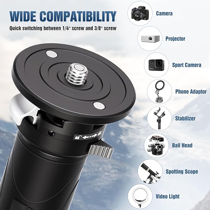 LEOFOTO Carbon Fiber Monopod with Feet, 59" Portable Lightweight Travel Monopod for DSLR Camera, 360° Panorama, 4 Leg Section, Modular 3 in 1
