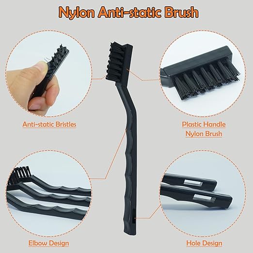 12PCS Anti Static ESD Cleaning Brush Kit – Precision Nylon Wire Brushes for PCB, Keyboard, Electronics – Safe, Scratch-Free Cleaning for Circuit Boards, Motherboards & Sensitive Components (Black)