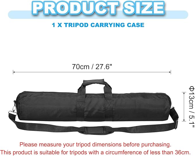 PATIKIL Tripod Carrying Case, 27.6" x 5.1" Heavy Duty Nylon Padded Tripod Bag with Adjustable Shoulder Straps and Handles for Light Stands Umbrellas Tripods Mic Speaker Stand, Black