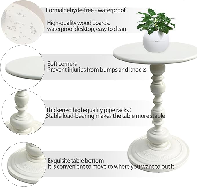 2 Set Pedestal Tables White TV Tray Table, Sofa Table, Small Side Table for The Sofa in The Living Room and Bedroom, Bed, Chair, Mini Coffee Table, Headboard Table, 20.47 (H) *13.78 (W)