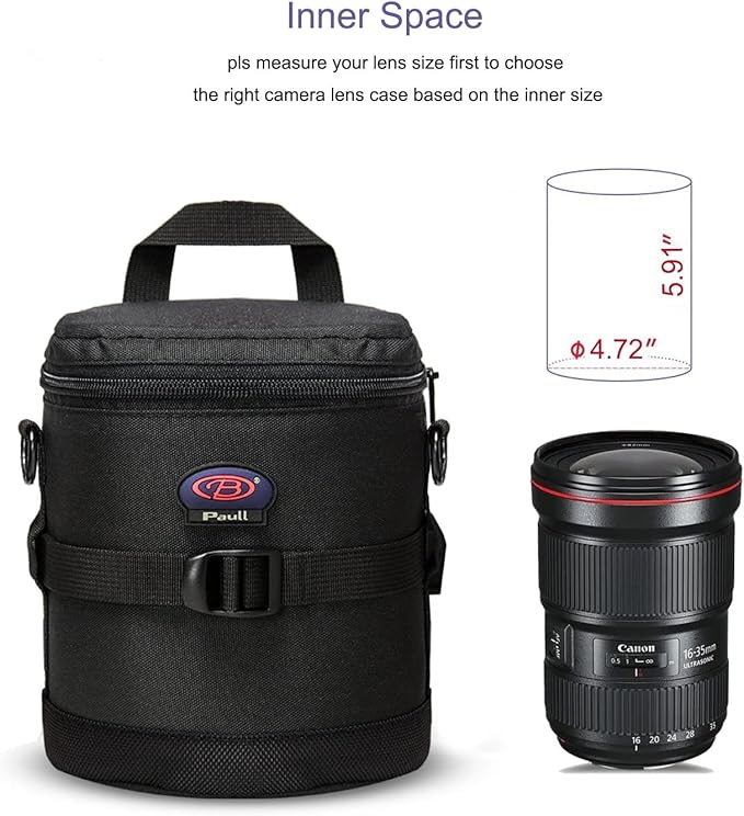 BPAULL Camera Lens Case DSLR Camera Lens Bag Fits for Canon Nikon Pentax Sony Olympus Panasonic and Other Camera Lens