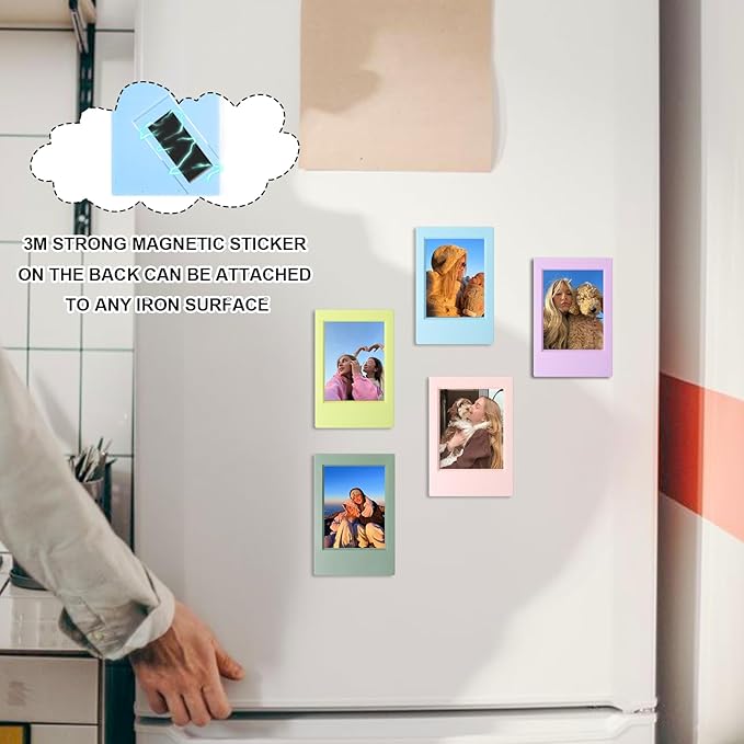 WOGOZAN 2x3 Mini Picture Frame for Fujifilm Instax Mini 12/11/99/41/40/SE/EVO Classic Polaroid Frames 2.15x3.4 Inches Photo Picture Frame with Magnetic Sticker and Protective Film (Colorful) (14 Pack)