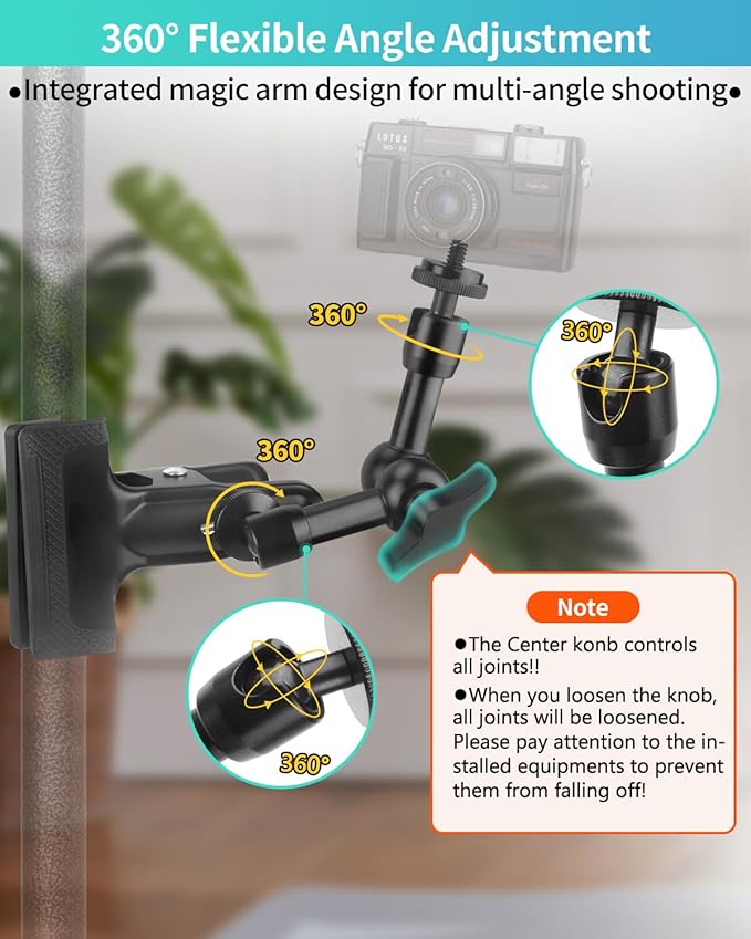 Super Clamp Camera Clamp Mount 5.5" Magic Arm & 22"/57cm Adjustable Magic Arm with Super Clamp Camera Mount