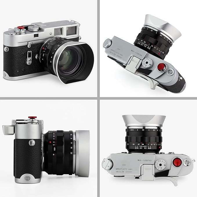 Haoge Metal Square Bayonet Lens Hood for Voigtlander Nokton Aspherical ASPH 40mm f1.2 VM,35mm f/1.2 I II III VM, 50mm f1.2 VM Leica M-Mount Lens Replaces LH-8 Shade LH-VM35MS Silver