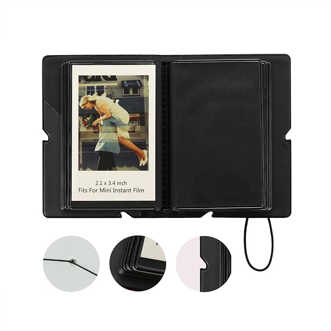 Mini Instant Film Polaroid Photo Album Book For 3 Inch Fujifilm Instax Mini 12 11 9 99 8 7+ 40 EVO Camera Film, HP Sprocket, K-pop Photocards (Pale Gray, 1 Pack)