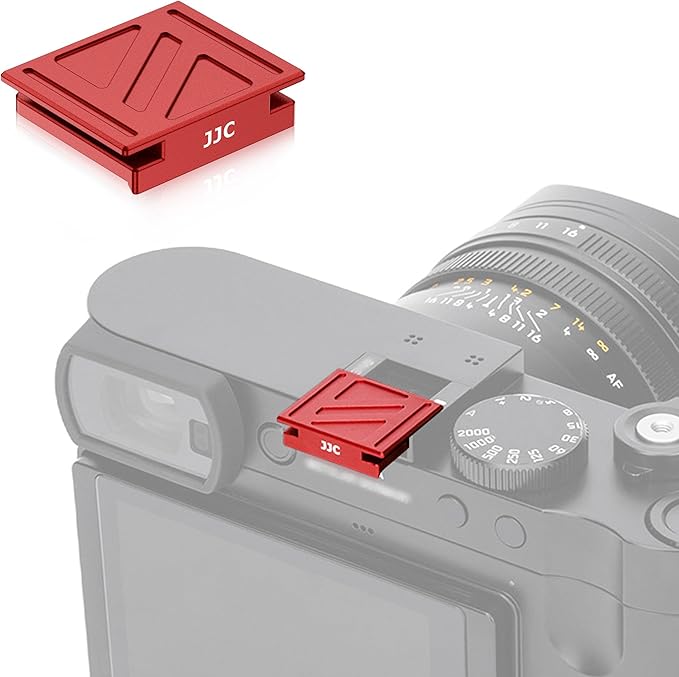 Upgraded Q3 43 Q2 Metal Hot Shoe Cover Protector Cap with Full-Coverage Design Special Designed for Leica Q3 43 /Q3/Q2 Digital Camera , Aluminum Alloy Q3 43 Hotshoe Cover with Silicone Cushion - Red