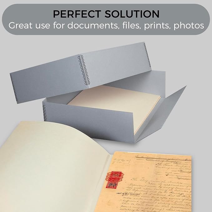 Lineco, Archival Storage Box, Museum Preservation Organizer with Drop Front Design, Acid-Free with Metal Edge, Preserves Picture Longevity, Photos, Documents, Crafts, DIY, 11x14, Pack of 2